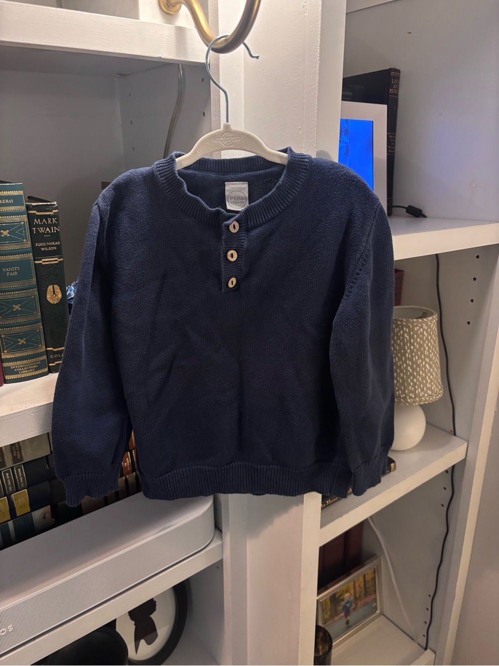 Boys Navy Cotton Sweater